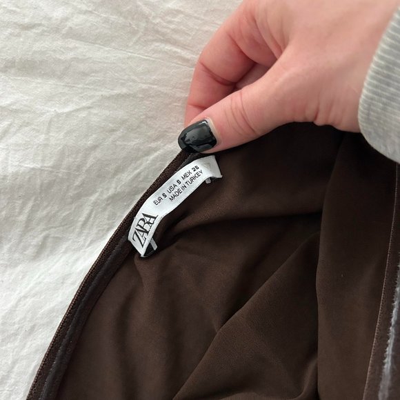 Zara Brown Strapless Dress - Picture 4 of 7